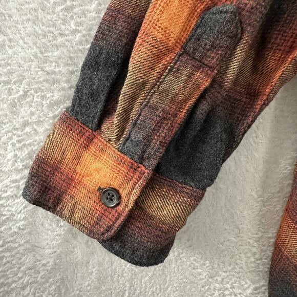 Old Navy The Boyfriend Shirt Orange Plaid Flannel Swift Swiftie Evermore XL - Picture 7 of 14